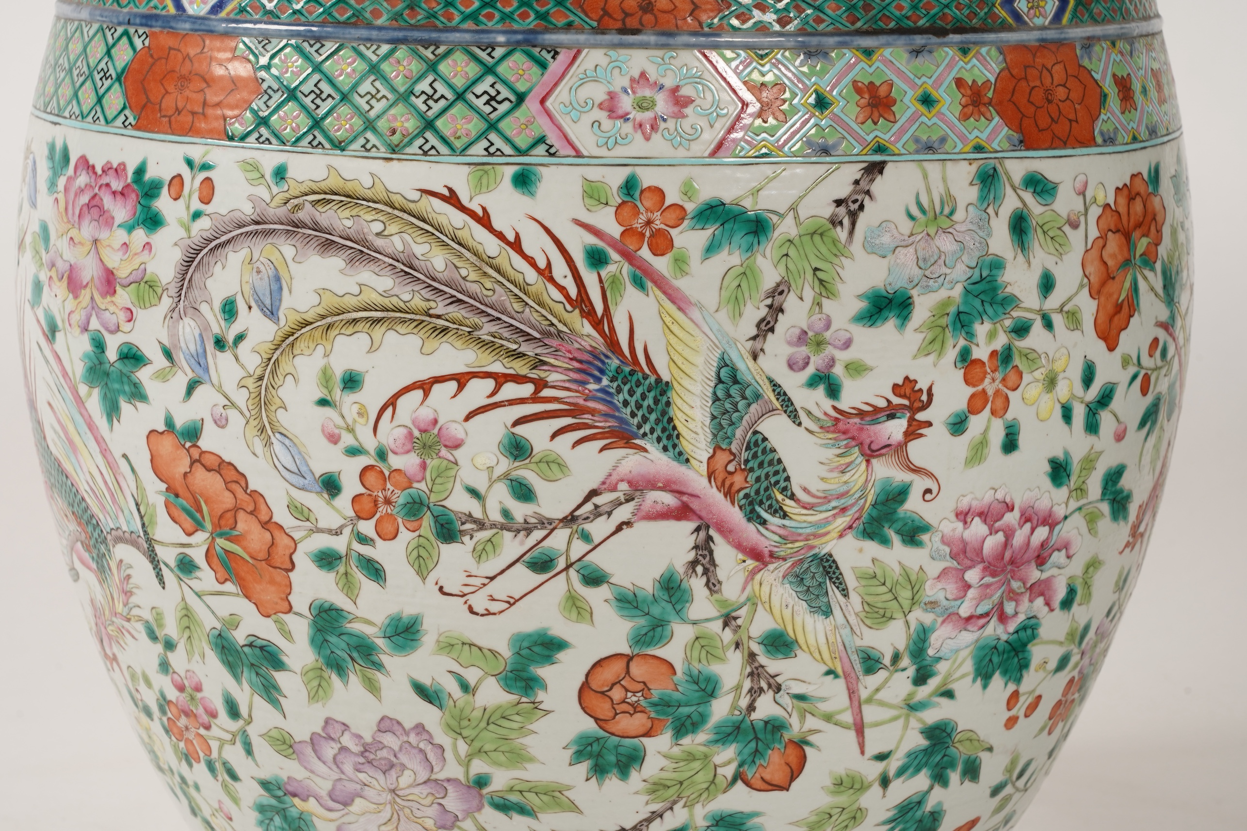 A good pair of large Chinese famille rose fish bowls, 19th century
